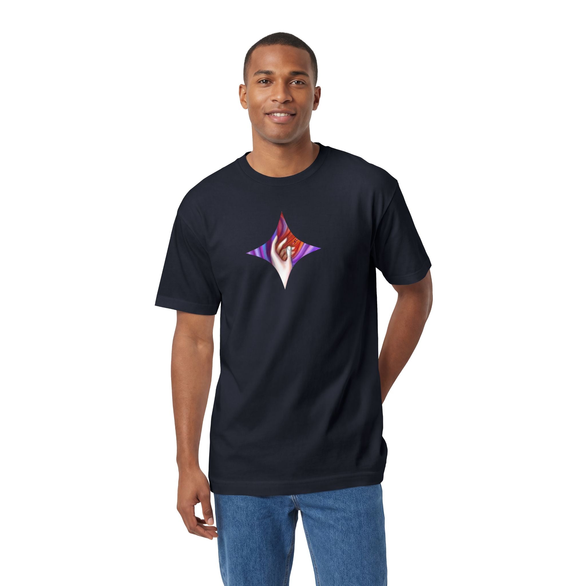 Abstract Starburst Graphic Tee — Colorful Psychedelic Diamond Design #kg8799