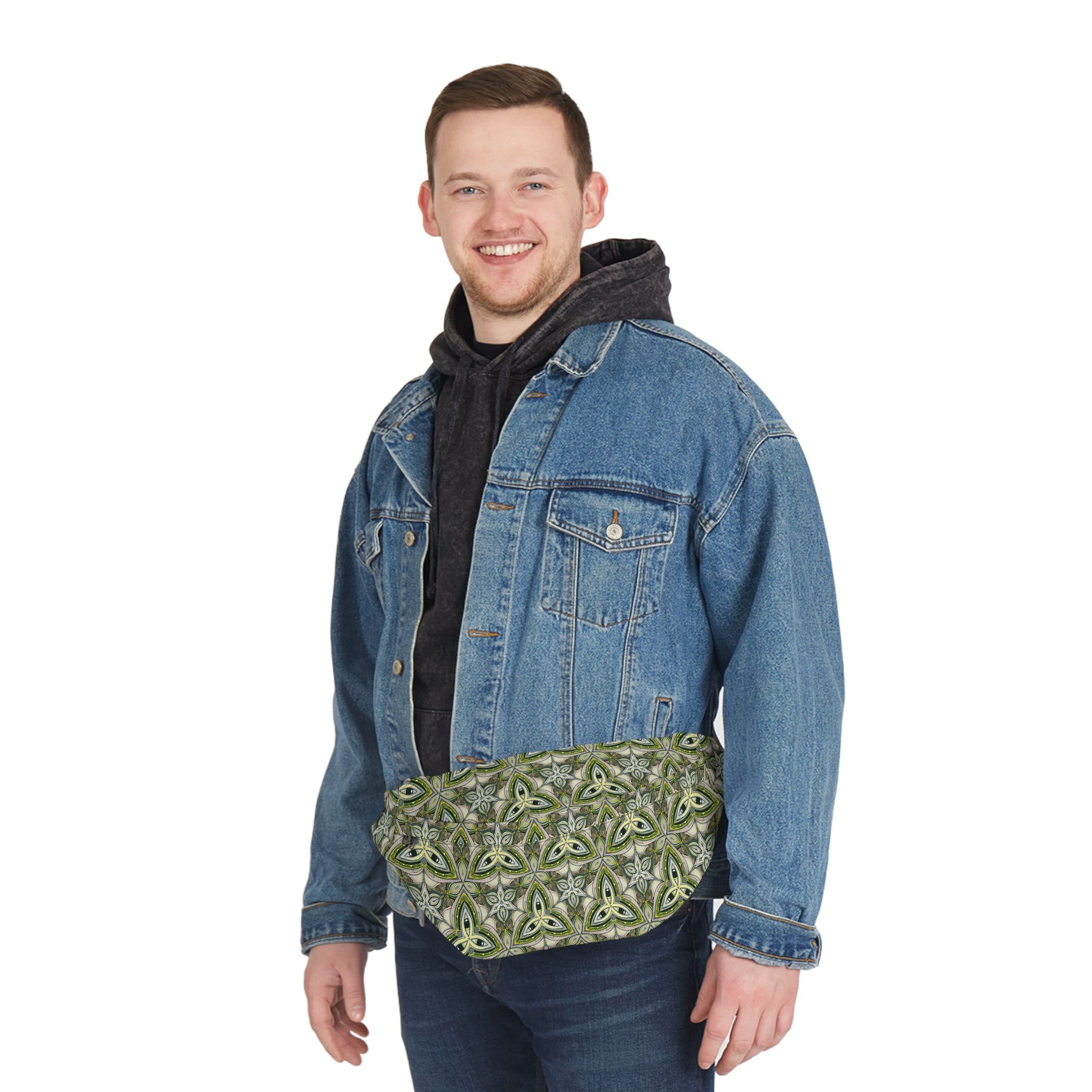 Green Celtic Knot Large Fanny Pack – Boho Festival Waist Bag #jg00764
