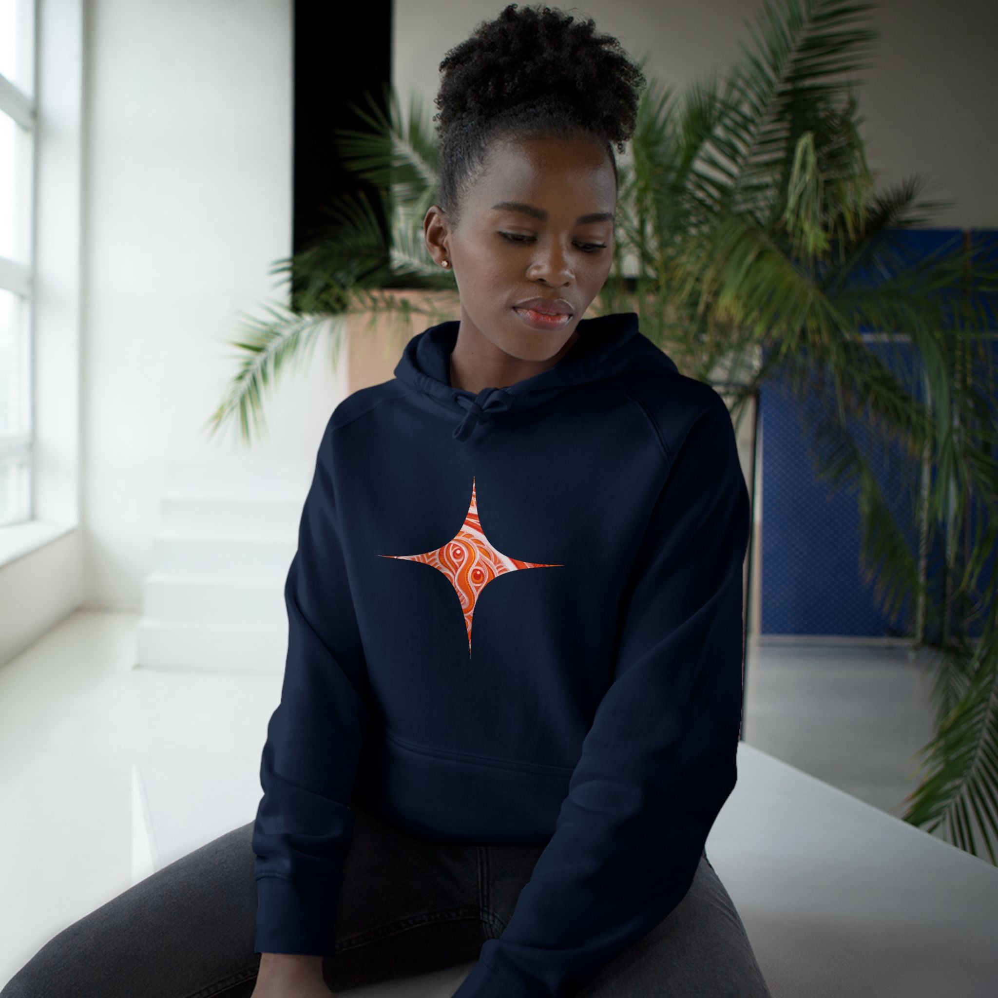 Keyhole & Diamond Pattern Hoodie — Abstract Red Paisley Graphic #yh099879
