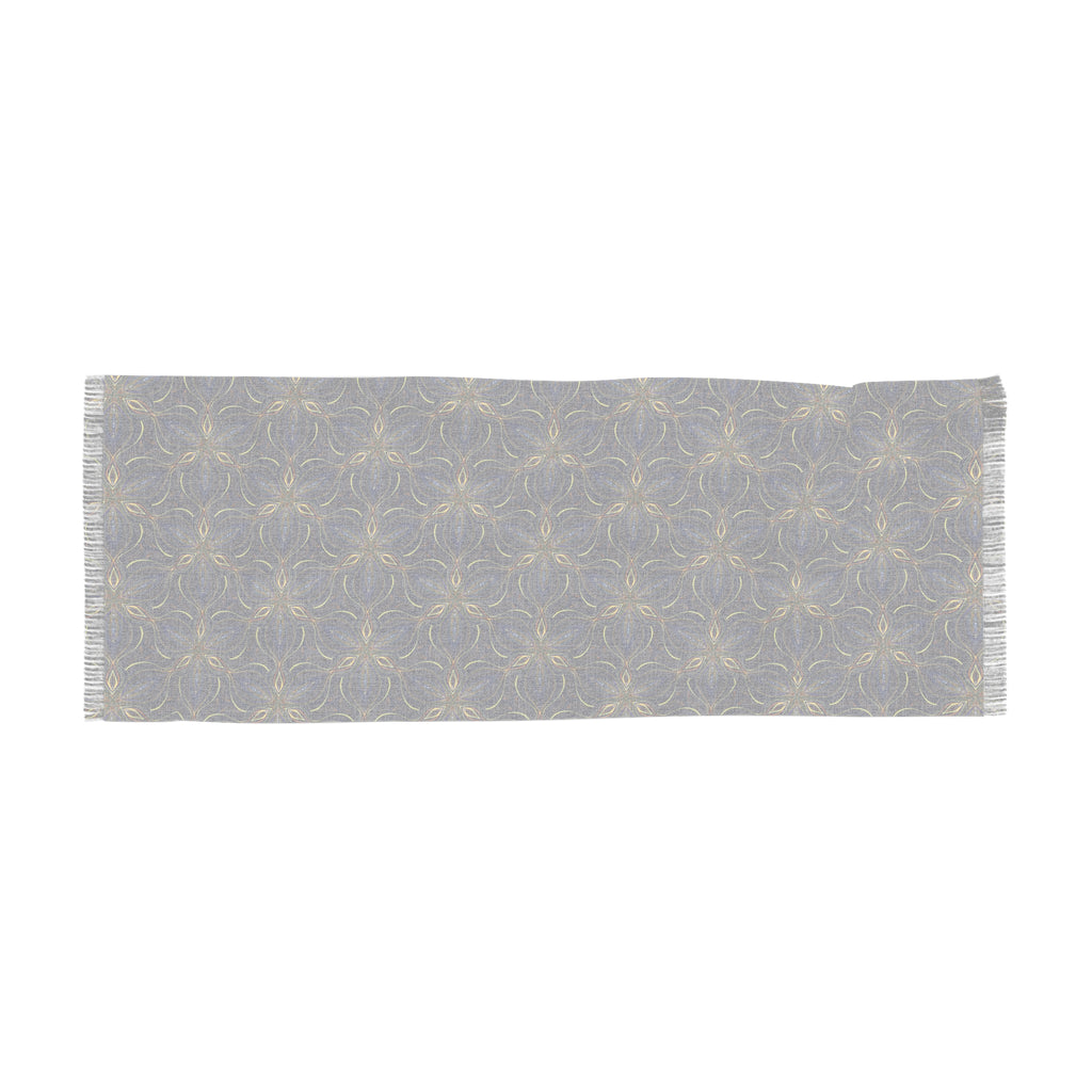 Boho Starburst Lightweight Scarf — Navy & Gold Patterned Wrap #k0987644