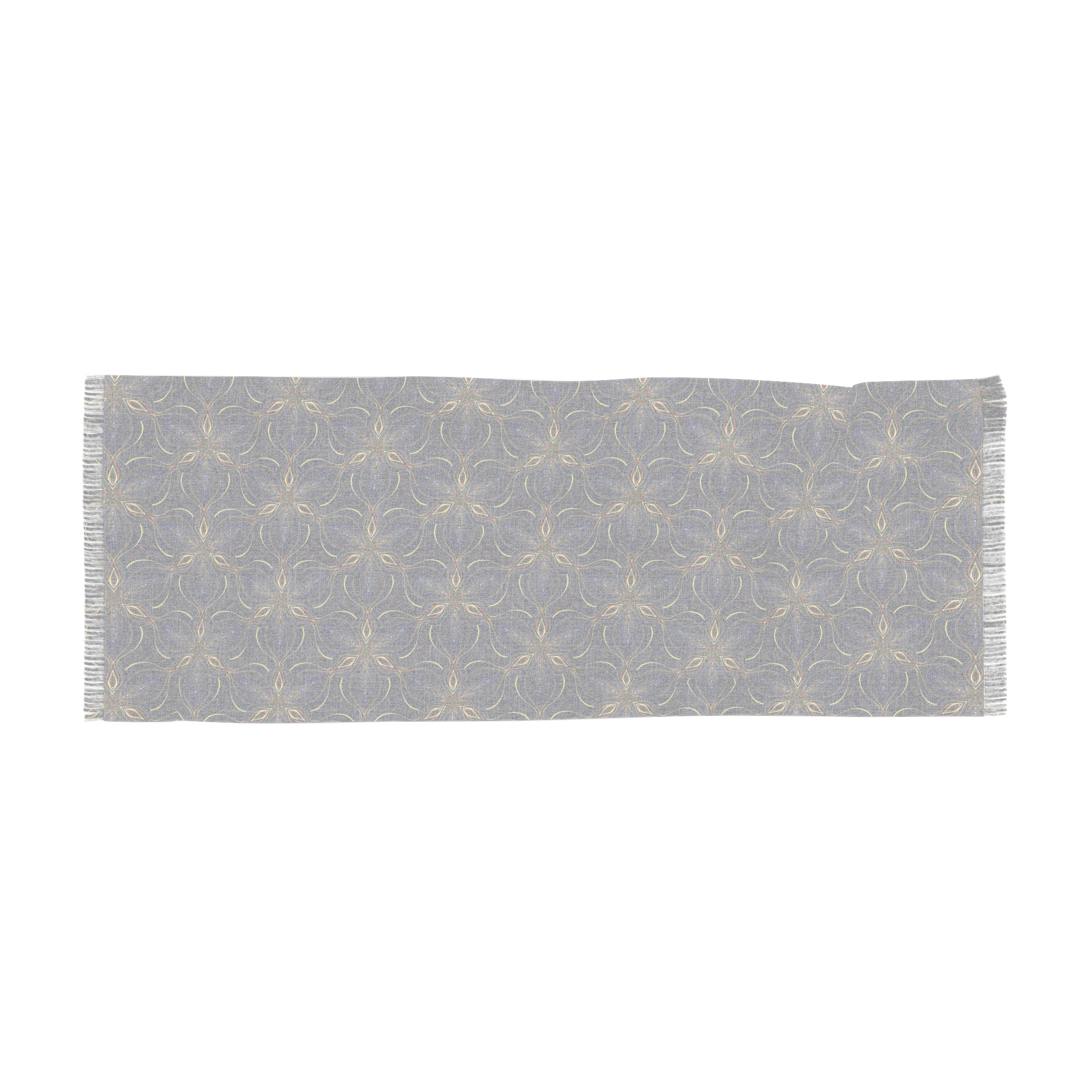 Boho Starburst Lightweight Scarf — Navy & Gold Patterned Wrap #k0987644