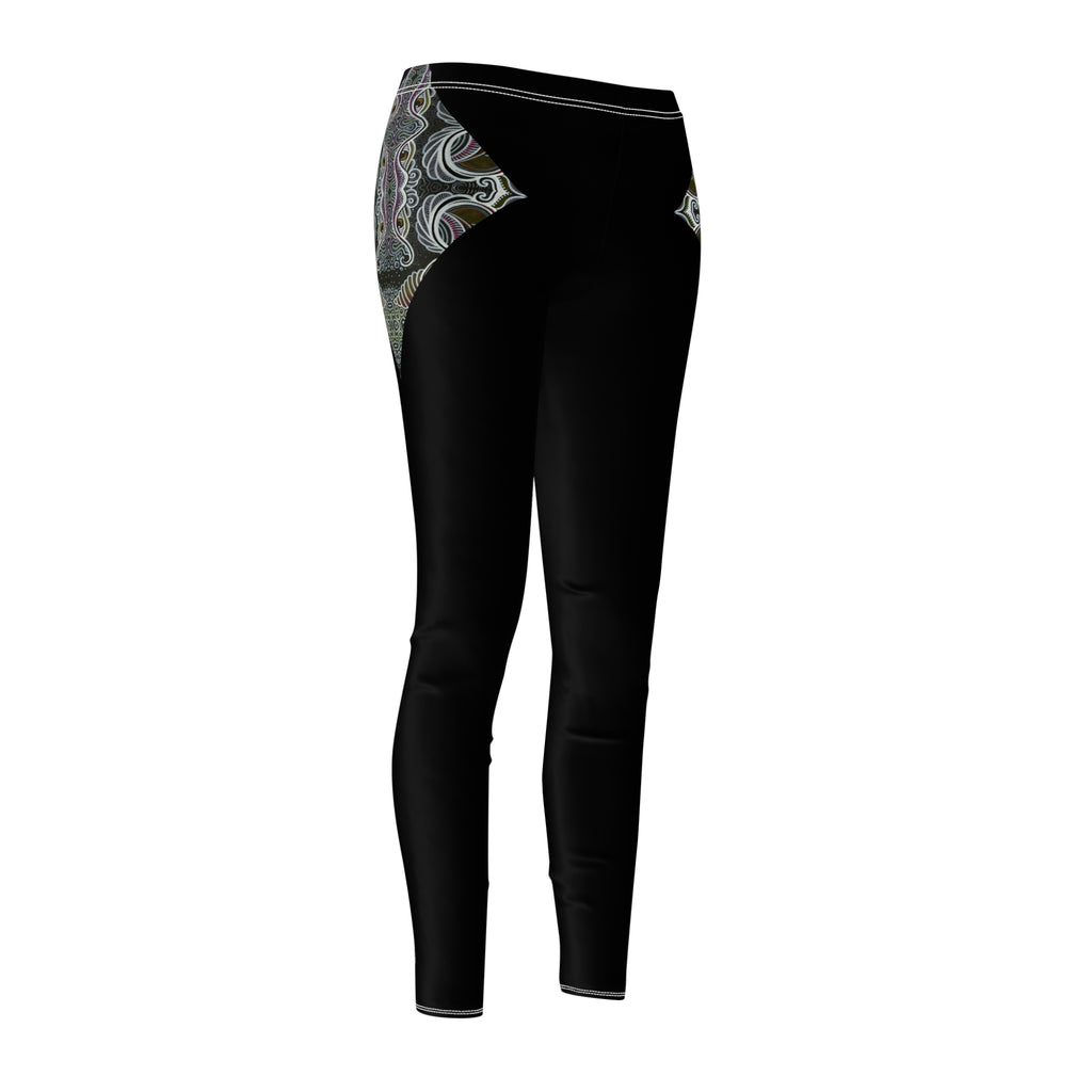 Black Slim Leggings with Subtle Marble Accent — Women’s Casual AOP Leggings #sl5987