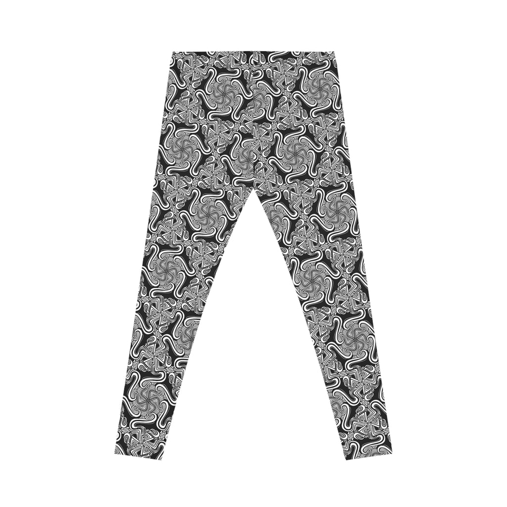 Black & White Abstract Marble Leggings — Women's All-Over Print #d457983