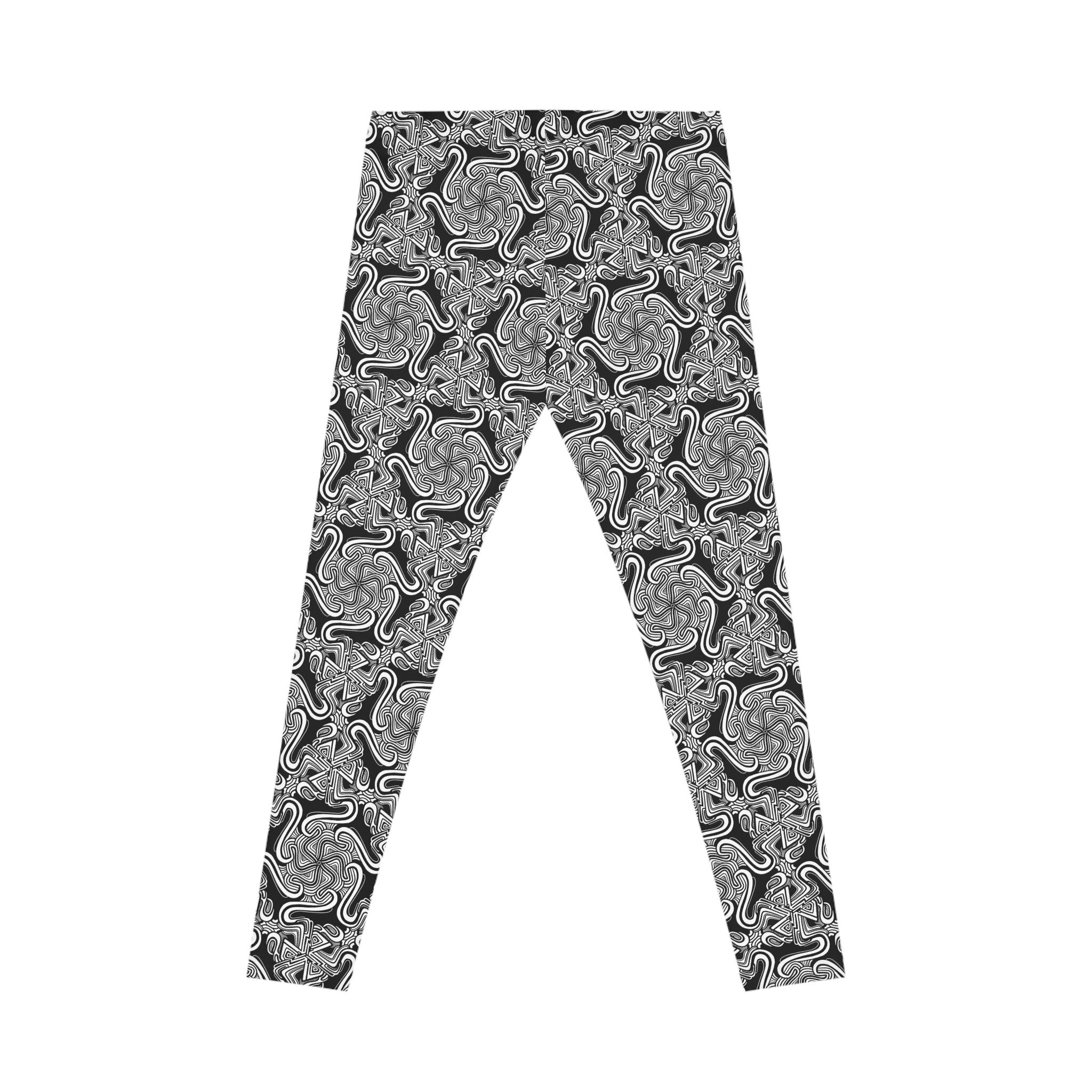 Black & White Abstract Marble Leggings — Women's All-Over Print #d457983