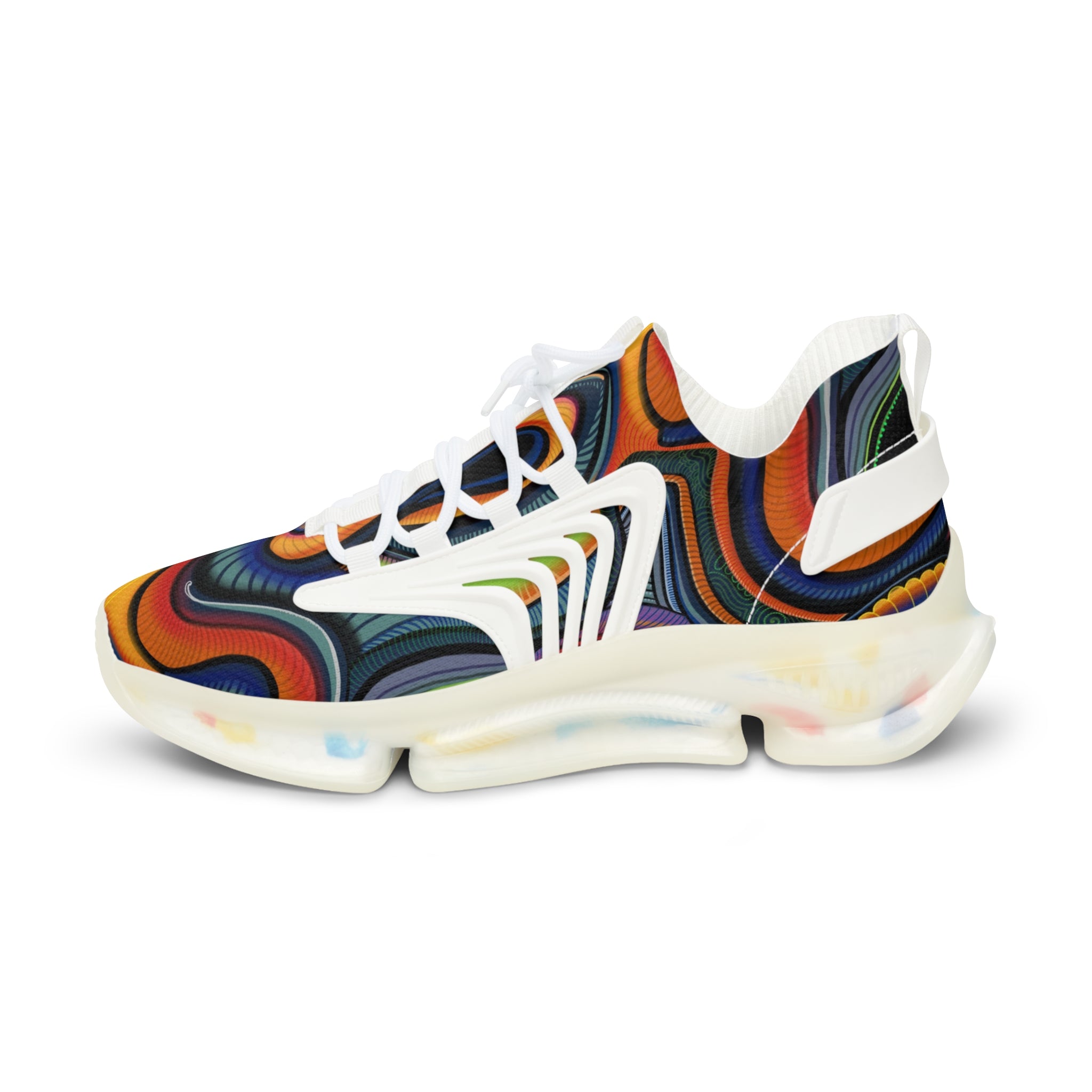 Men's Mesh Sneakers — Retro Psychedelic Swirl Athletic Shoes #lh963278