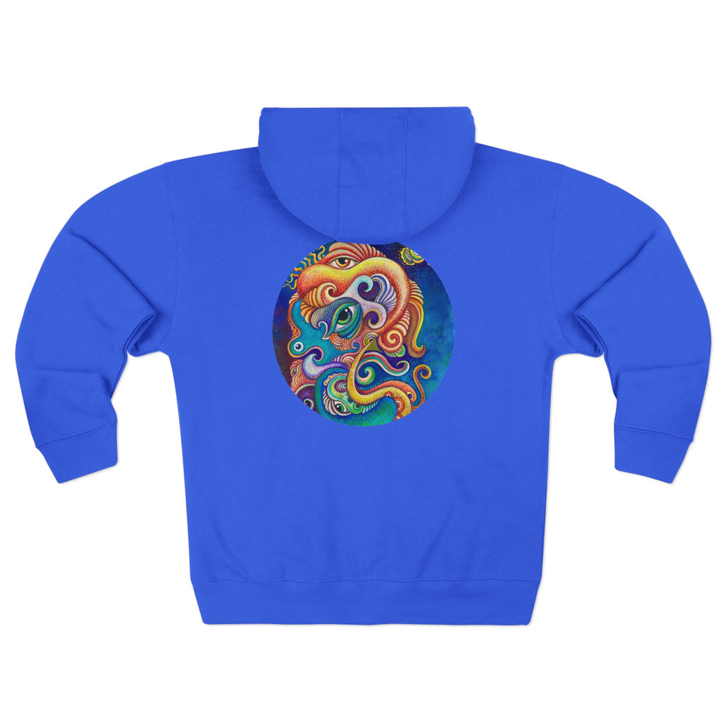 Zip Hoodie with Colorful Psychedelic Triangle & Mandala Back — Vibrant Abstract Art Zip-Up  #cp2680