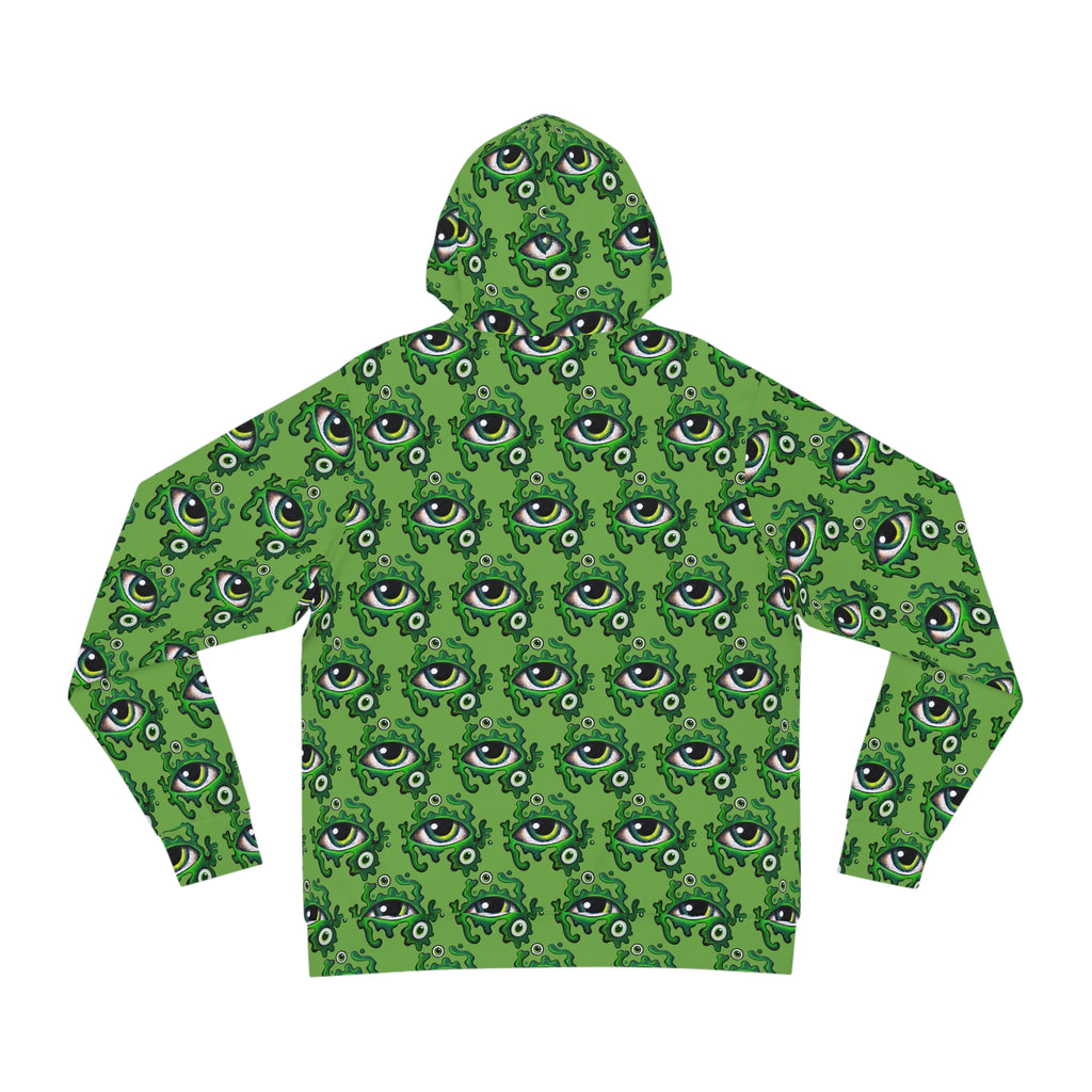 Green All-Over Eye Pattern Hoodie — Creepy Cute Monster Eyes AOP Fashion Hoodie #r54567