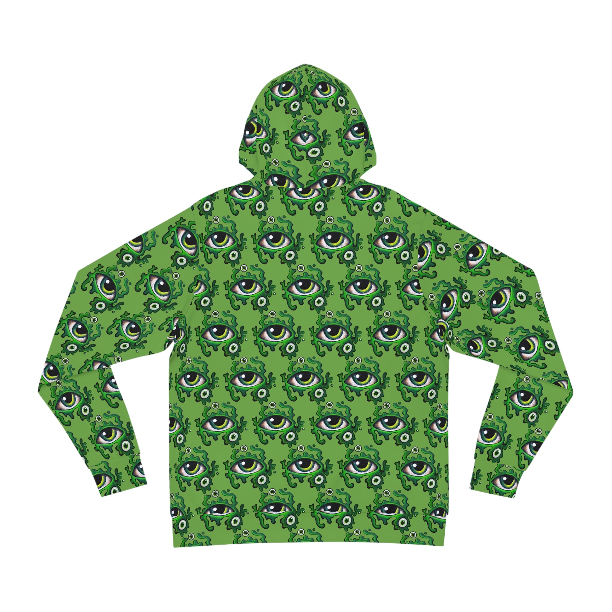 Green All-Over Eye Pattern Hoodie — Creepy Cute Monster Eyes AOP Fashion Hoodie #r54567