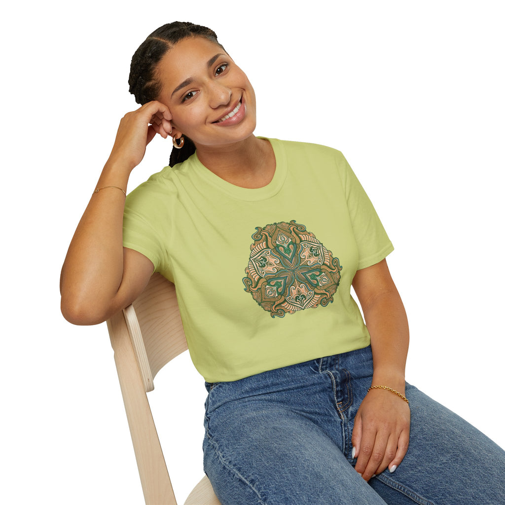 Green Celtic Knot Mandala T-Shirt | Floral Shamrock Pattern