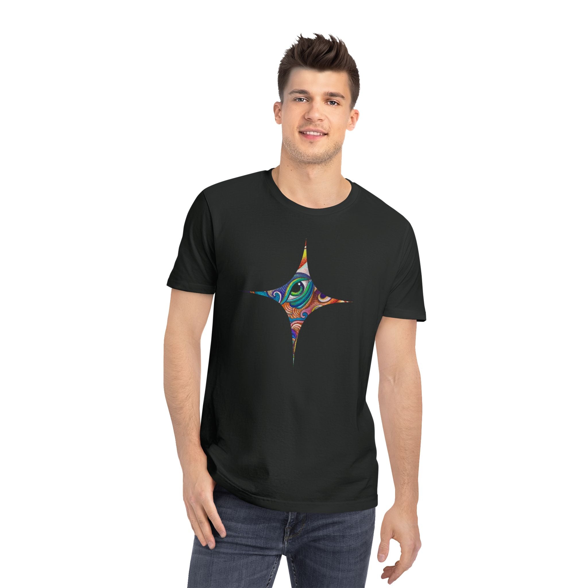 Psychedelic Gem T-Shirt — Colorful Abstract Star & Triangle Design #gf87598