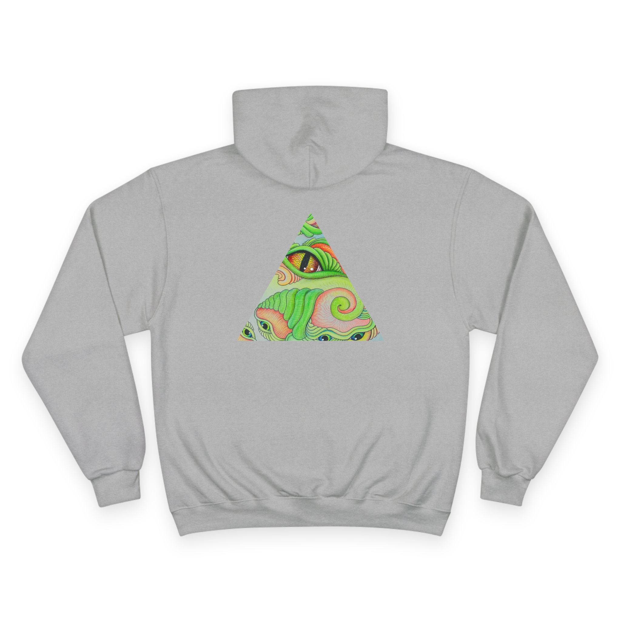Hoodie — Psychedelic Green Eye Triangle Champion Hoodie #g86478