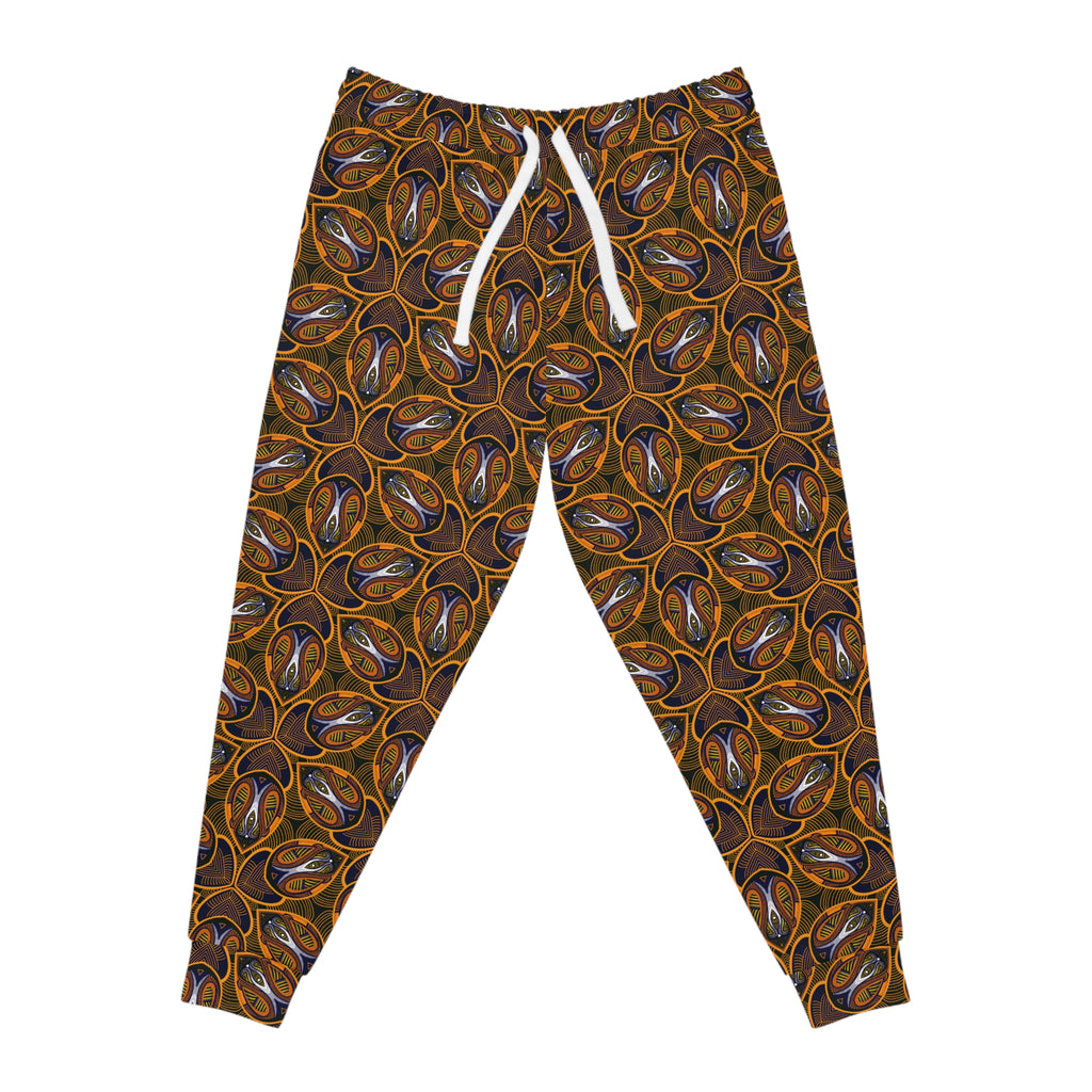 Brown Boho Floral Athletic Joggers – All-Over Print Patterned Sweatpants #ik76337