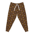 Brown Boho Floral Athletic Joggers – All-Over Print Patterned Sweatpants #ik76337
