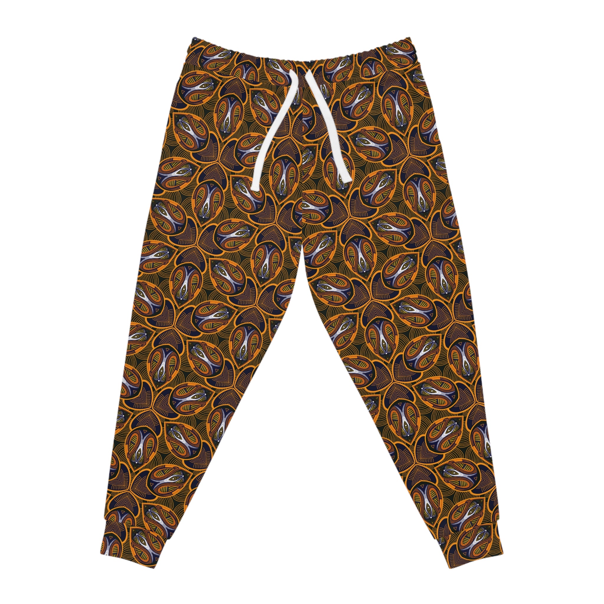 Brown Boho Floral Athletic Joggers – All-Over Print Patterned Sweatpants #ik76337