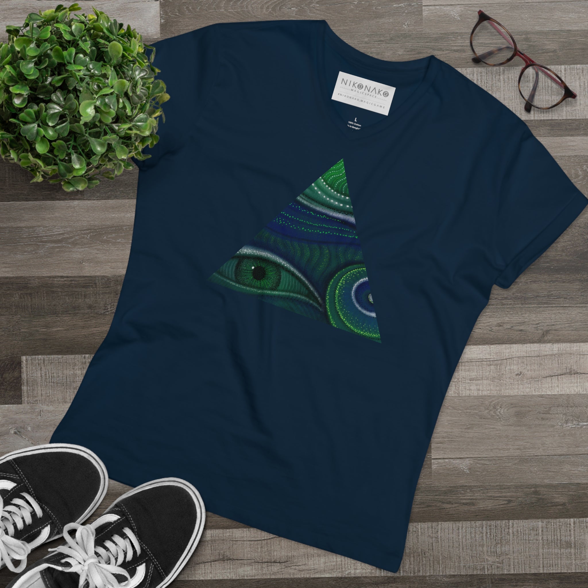 Peacock Eye Triangle V-Neck T‑Shirt #ts3