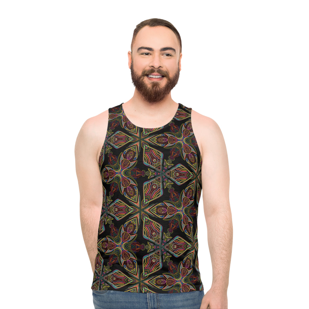 Kaleidoscope Boho Tank Top — All-Over Psychedelic Floral Print #kh009665