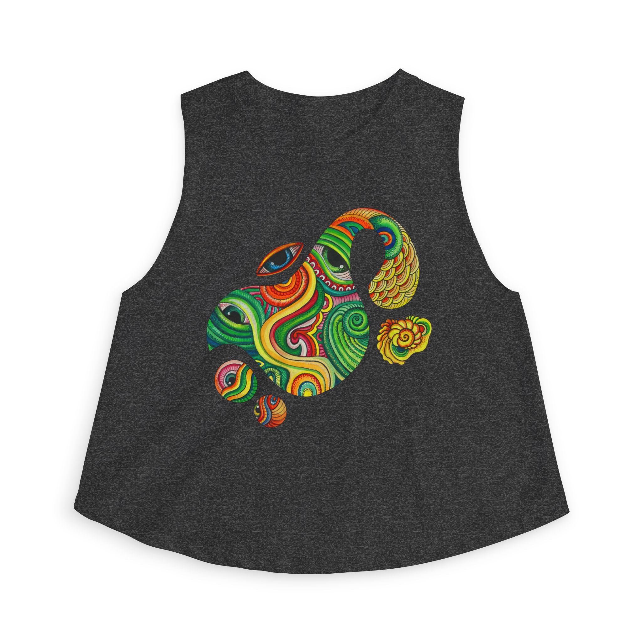 Psychedelic Paisley Crop Top – Colorful Retro Swirl Tank #w2462