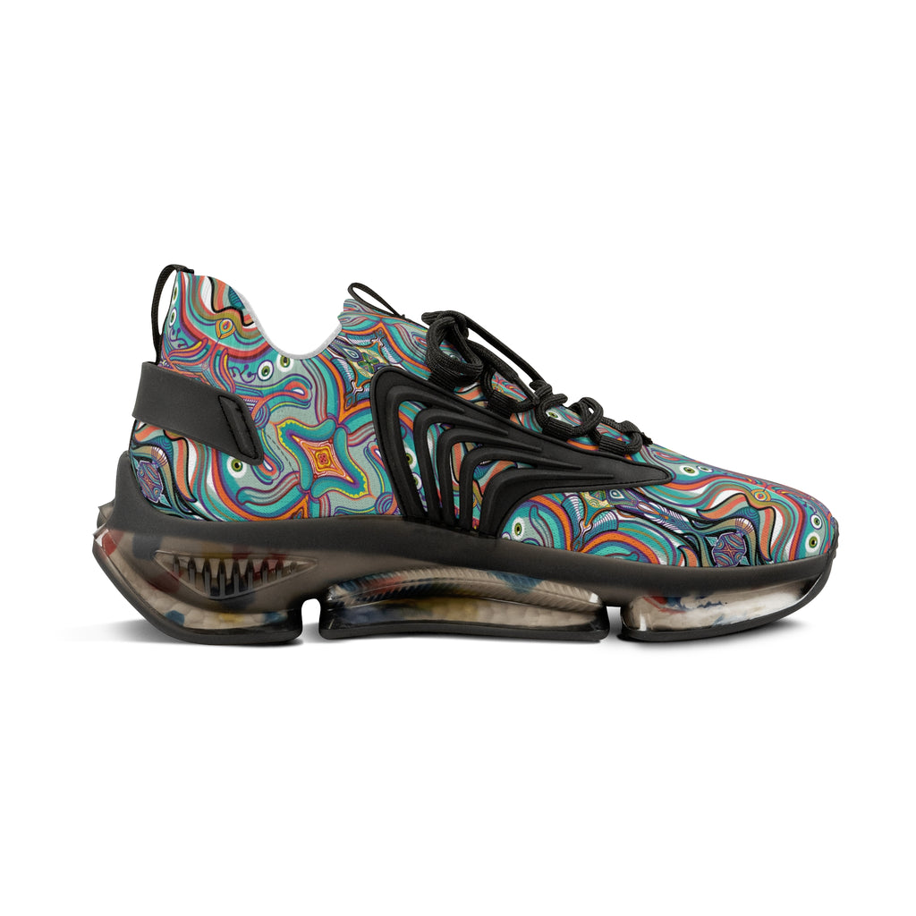Men's Mesh Sneakers — Colorful Psychedelic Swirl Athletic Shoes #xc46097