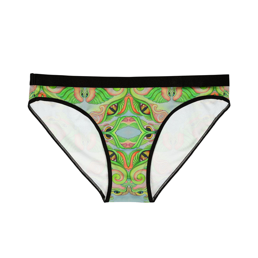 Women's Printed Bikini Briefs — Green Psychedelic Kaleidoscope Pattern #h976433