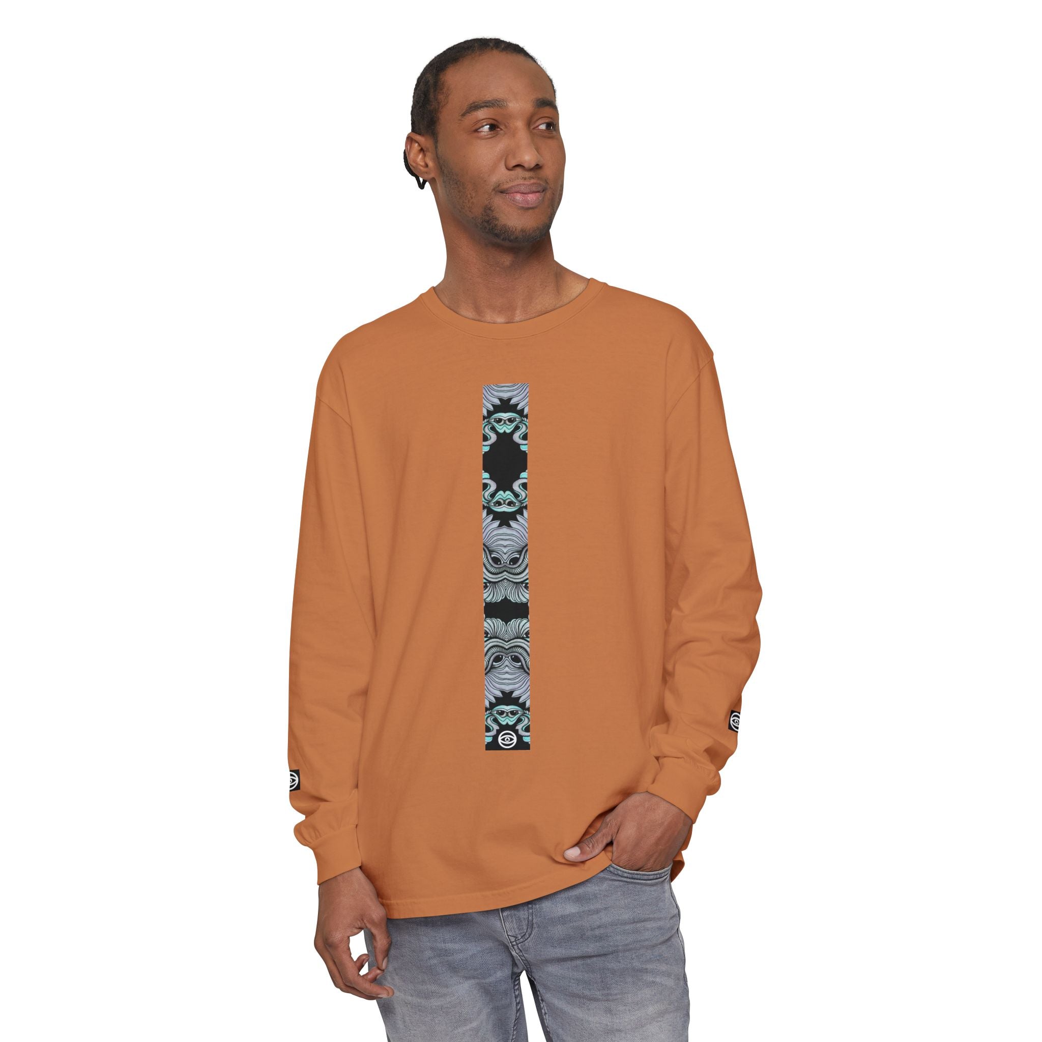 Men's/Women's Long Sleeve T-Shirt — Vertical Geometric Stripe Graphic #kjgd64258