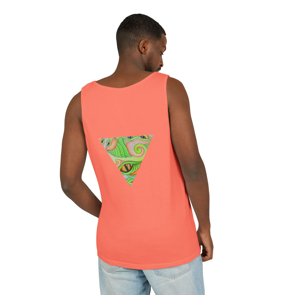 Psychedelic Triangle Tank Top — Green Swirl Eye Graphic #hg772225566