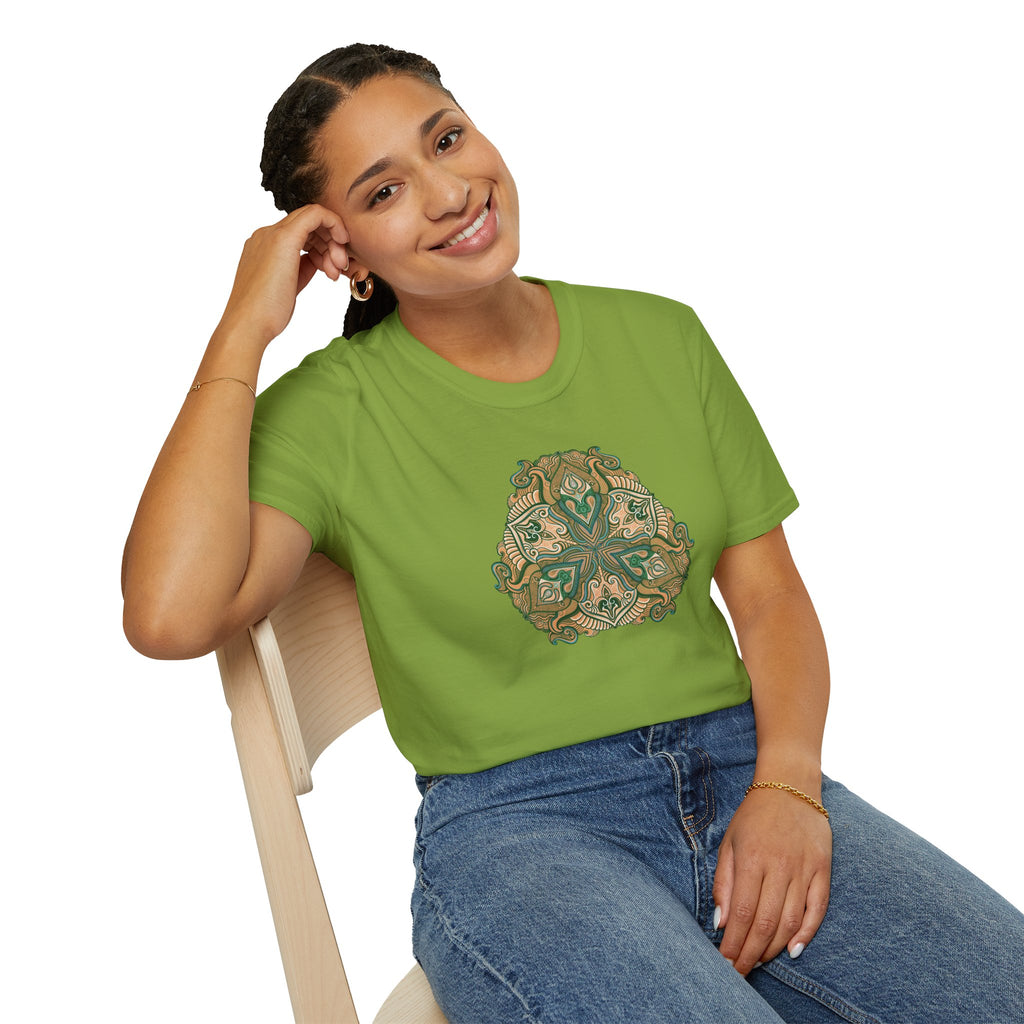 Green Celtic Knot Mandala T-Shirt | Floral Shamrock Pattern