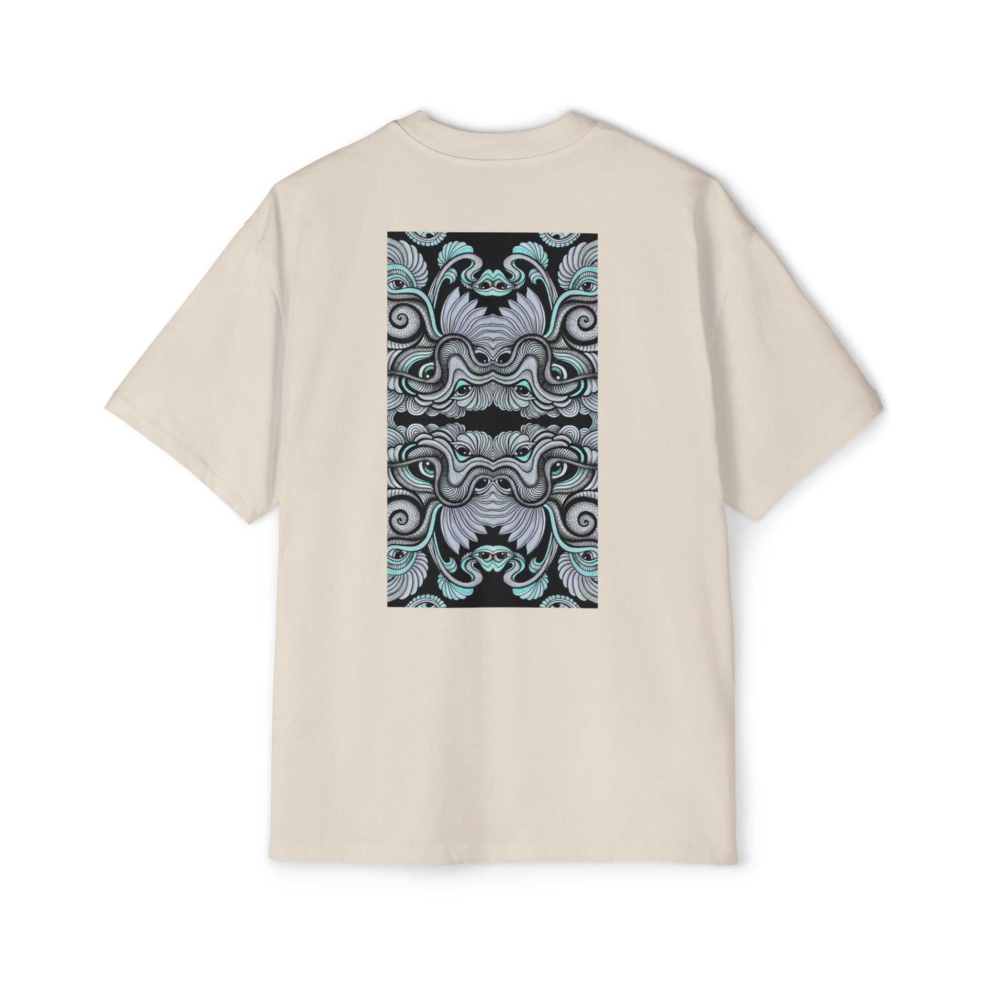 Men's Oversized Tee — Geometric Wave Pattern Diamond & Back Panel Graphic #gwp21