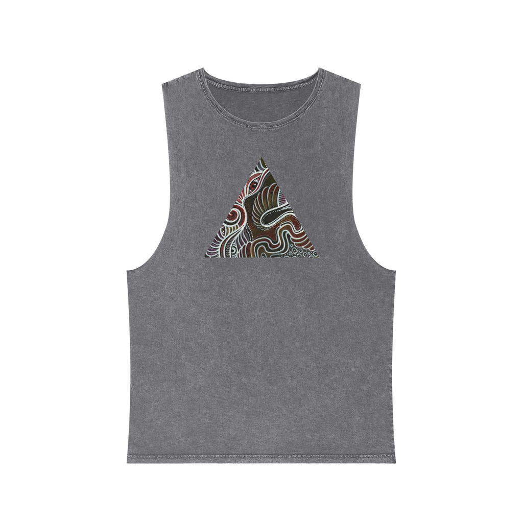 Stonewash Tank Top — Colorful Swirl Triangle Graphic #ew1177