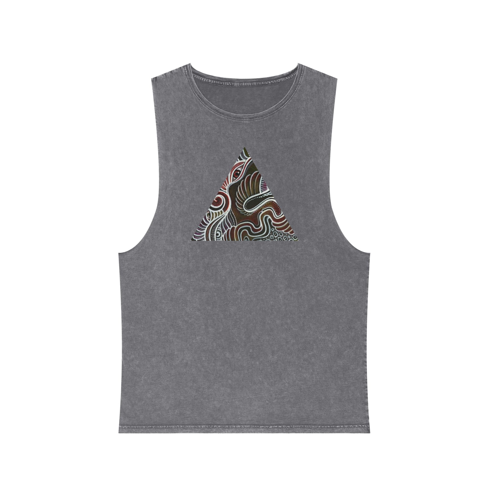 Stonewash Tank Top — Colorful Swirl Triangle Graphic #ew1177