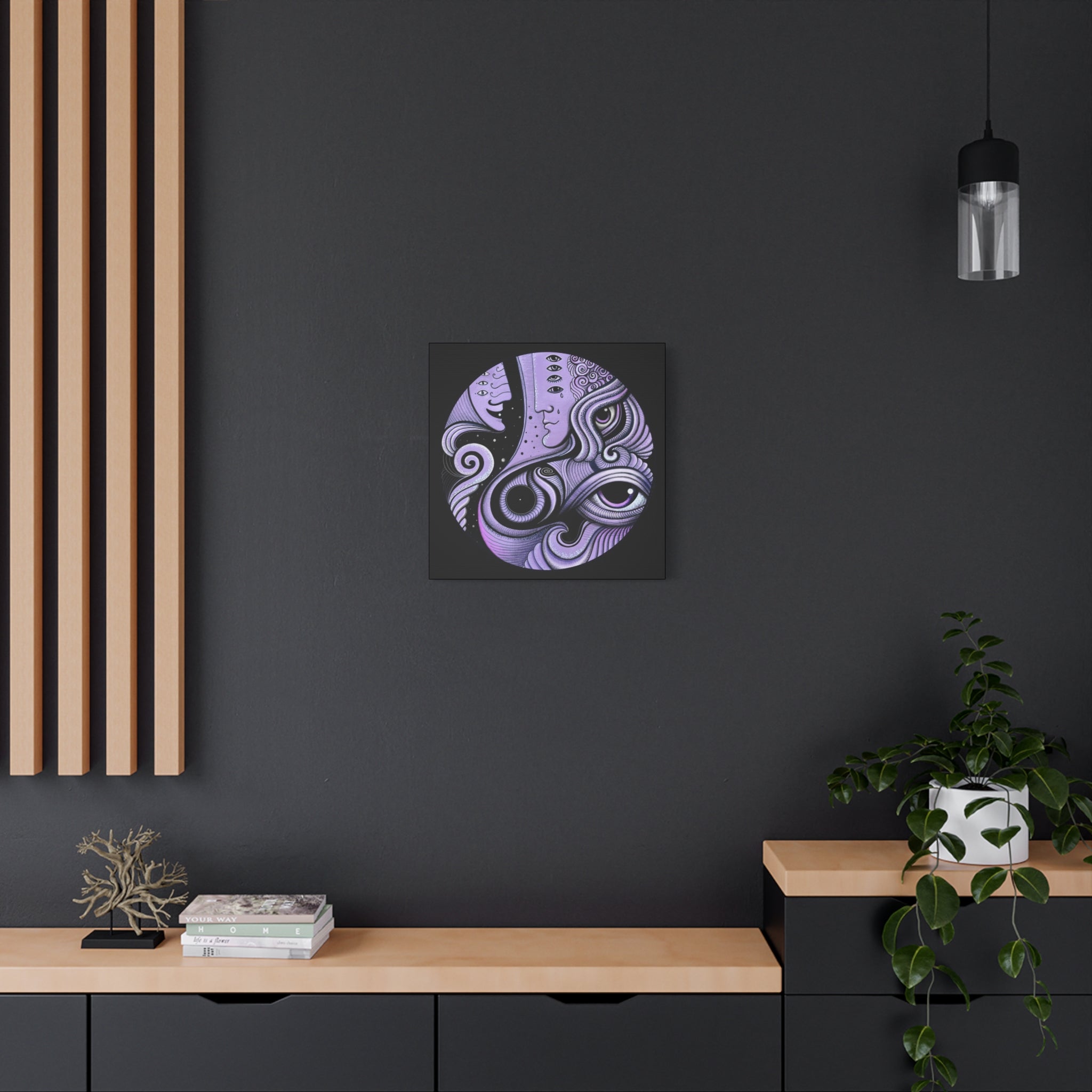 Psychedelic Moon Face Canvas | Matte Stretched Wall Art