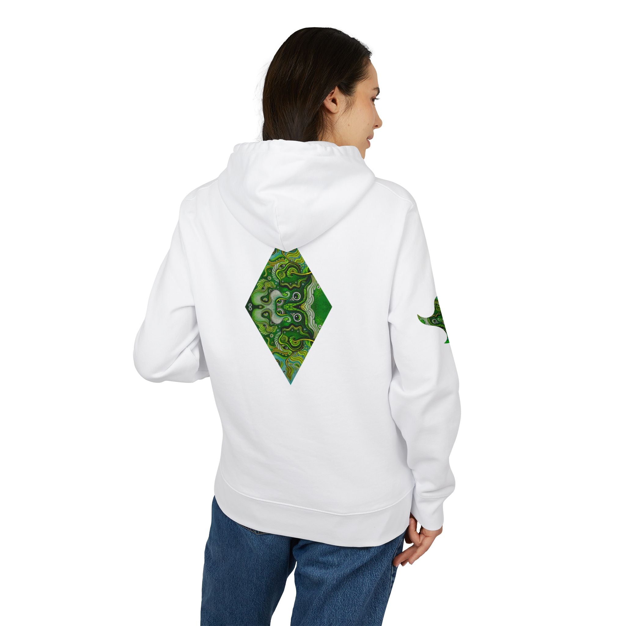 Green Geometric Nature Hoodie — Triangle Diamond Forest Graphic #iyf874322