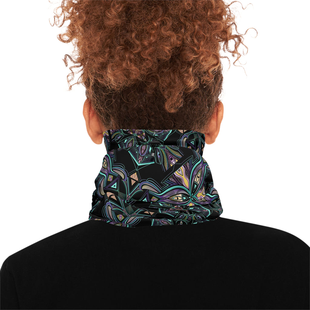 Winter Neck Gaiter — Floral Kaleidoscope Drawstring Face Warmer #sd245725