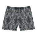 Men's Swim Shorts — Monochrome Nautical Tribal Wave Pattern #h864246