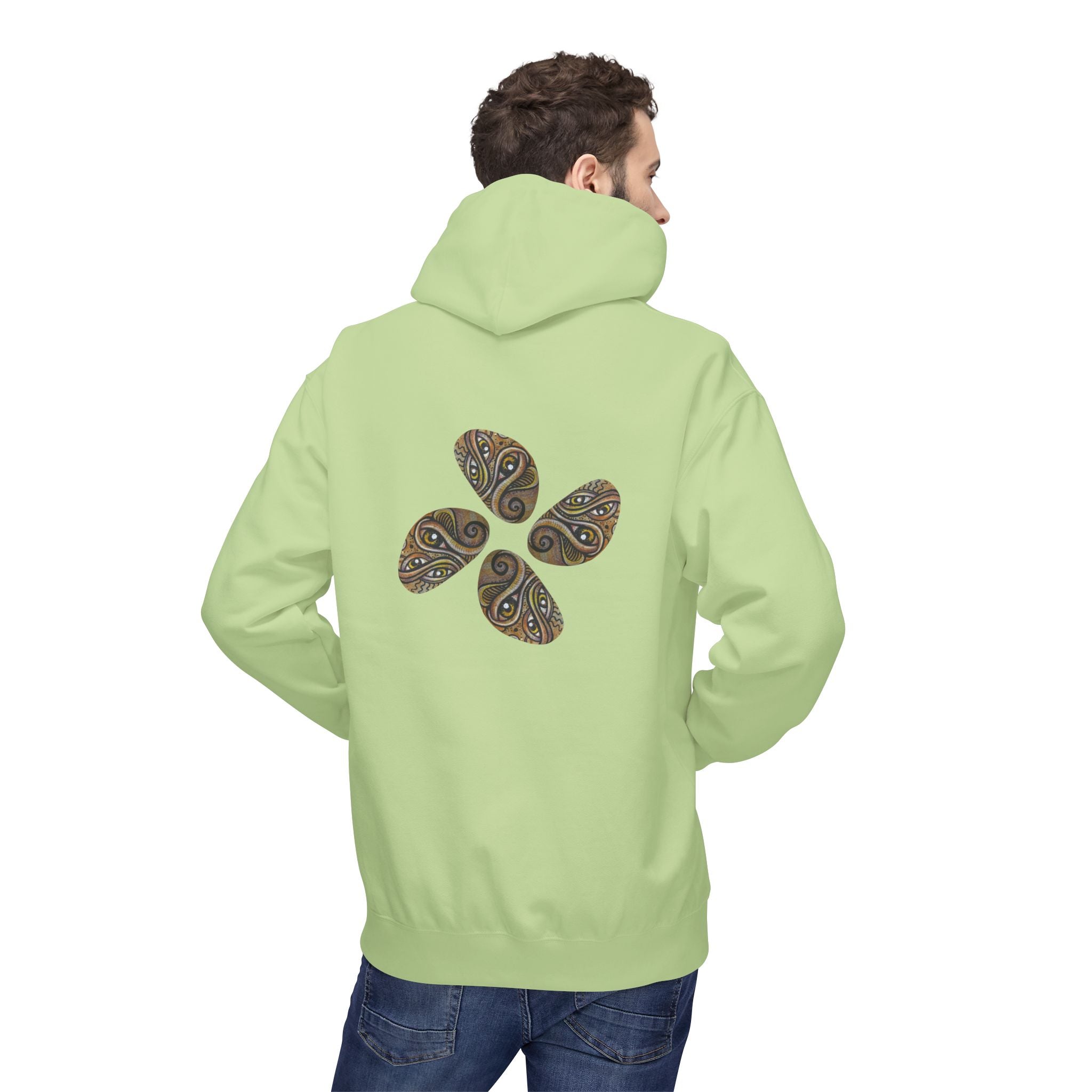 Leaf Pattern Hoodie — Boho Tribal Feather Design Pullover #f8635678