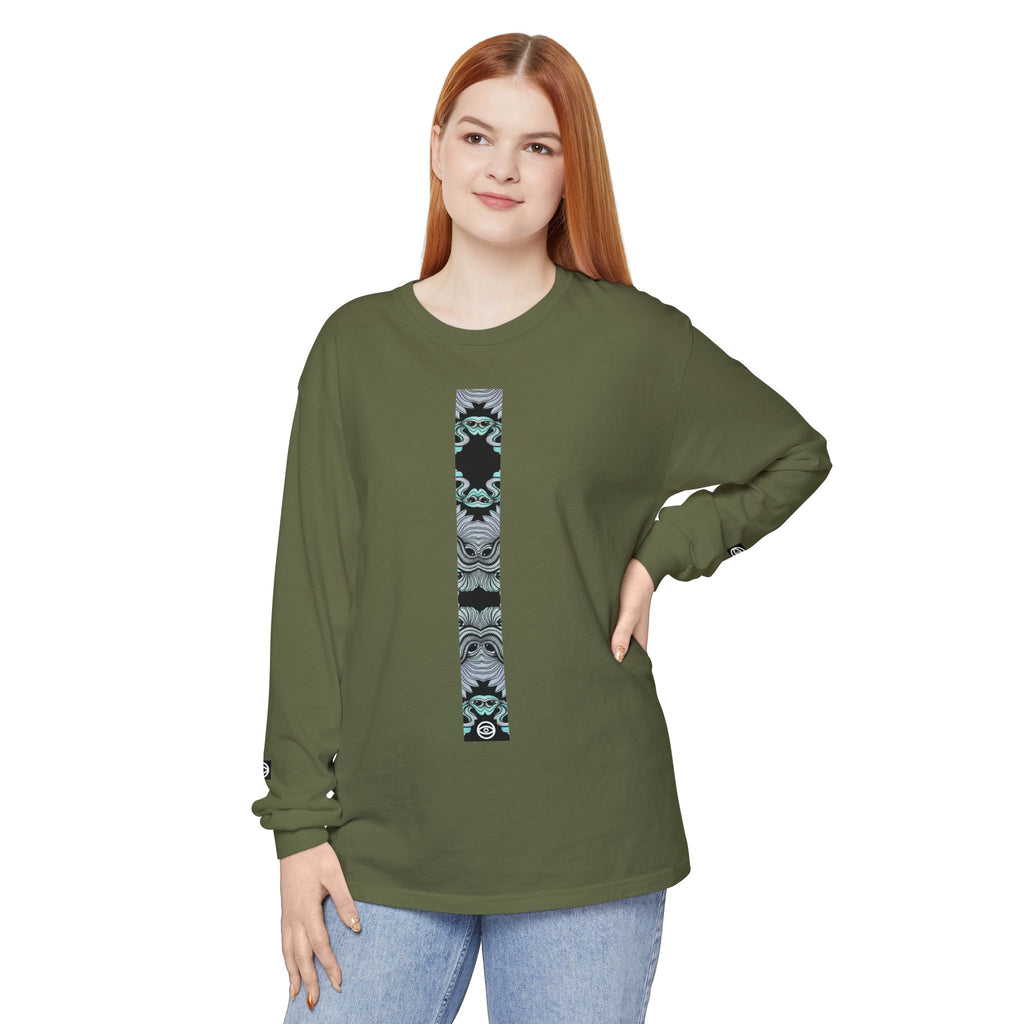 Men's/Women's Long Sleeve T-Shirt — Vertical Geometric Stripe Graphic #kjgd64258