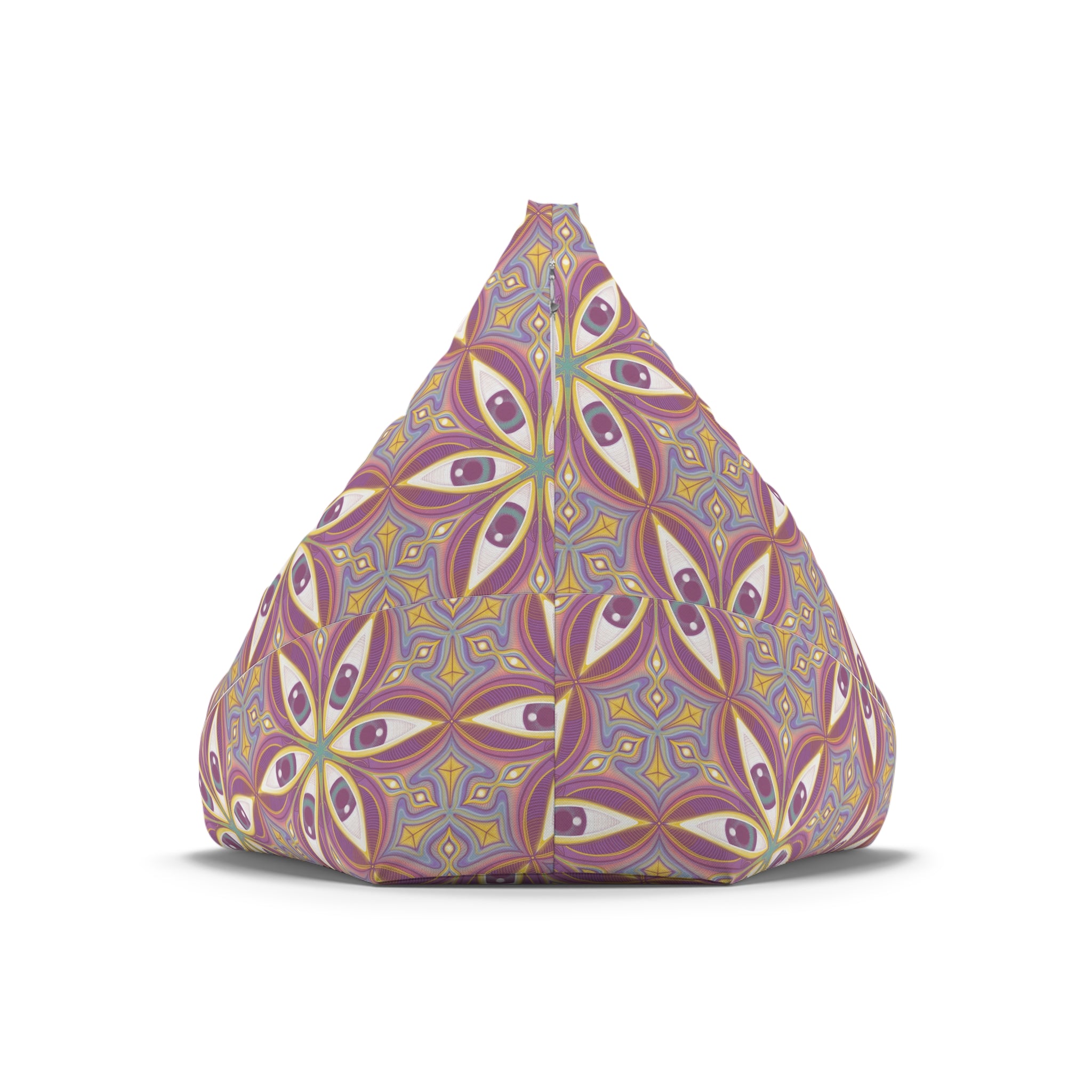 Bohemian Floral Pattern Bean Bag Cover — Retro Pink & Gold Mandala Accent #f68