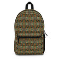 Vintage Mosaic Backpack — Earthy Green Boho Pattern School & Travel Bag #h0864