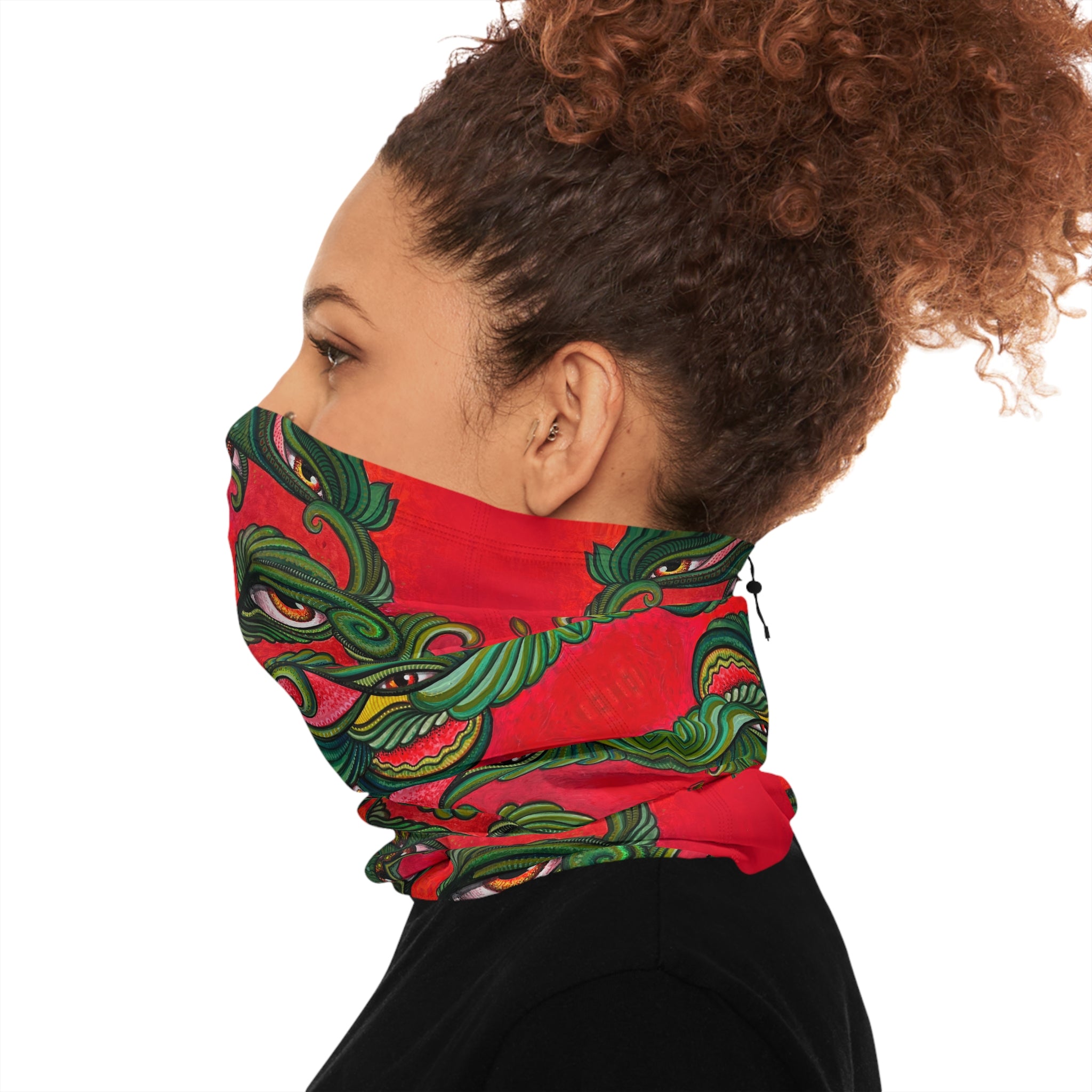 Winter Neck Gaiter — Festive Red Green Kaleidoscope Face Mask #as249761