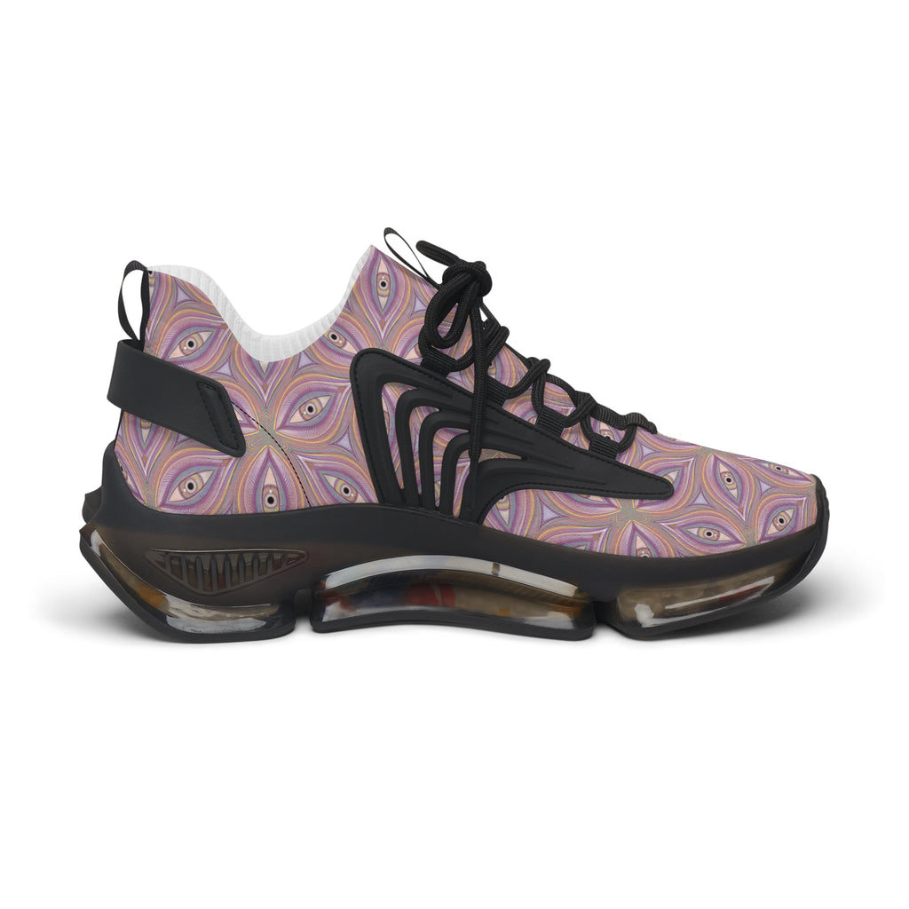 Women's Mesh Sneakers — Pastel Geometric Eye Pattern Athletic Shoes #itv853