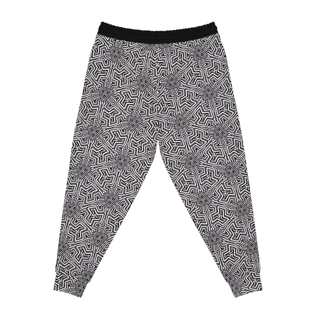 Geometric Maze Athletic Joggers — Black & White All-Over-Print #ah3