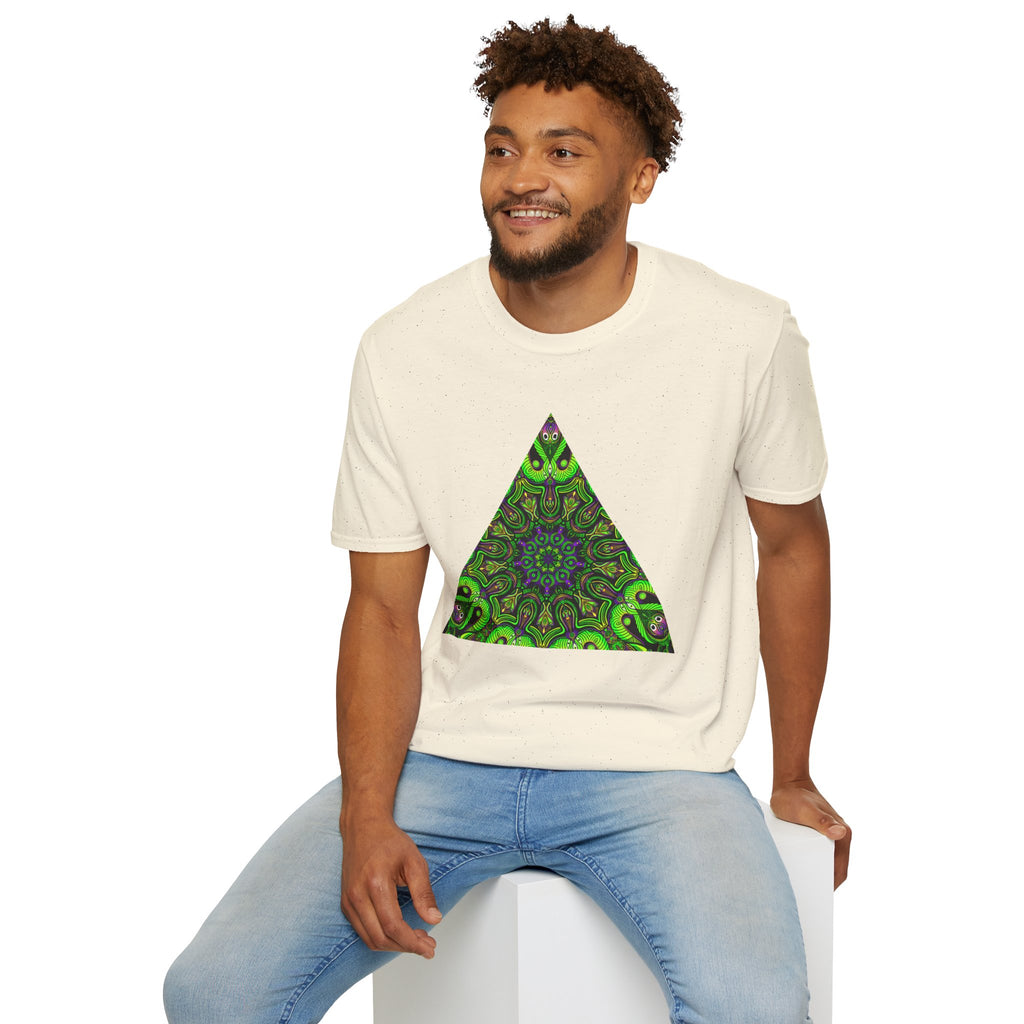 Green Mandala Triangle T-Shirt – Psychedelic Geometric Art Tee # kh9732