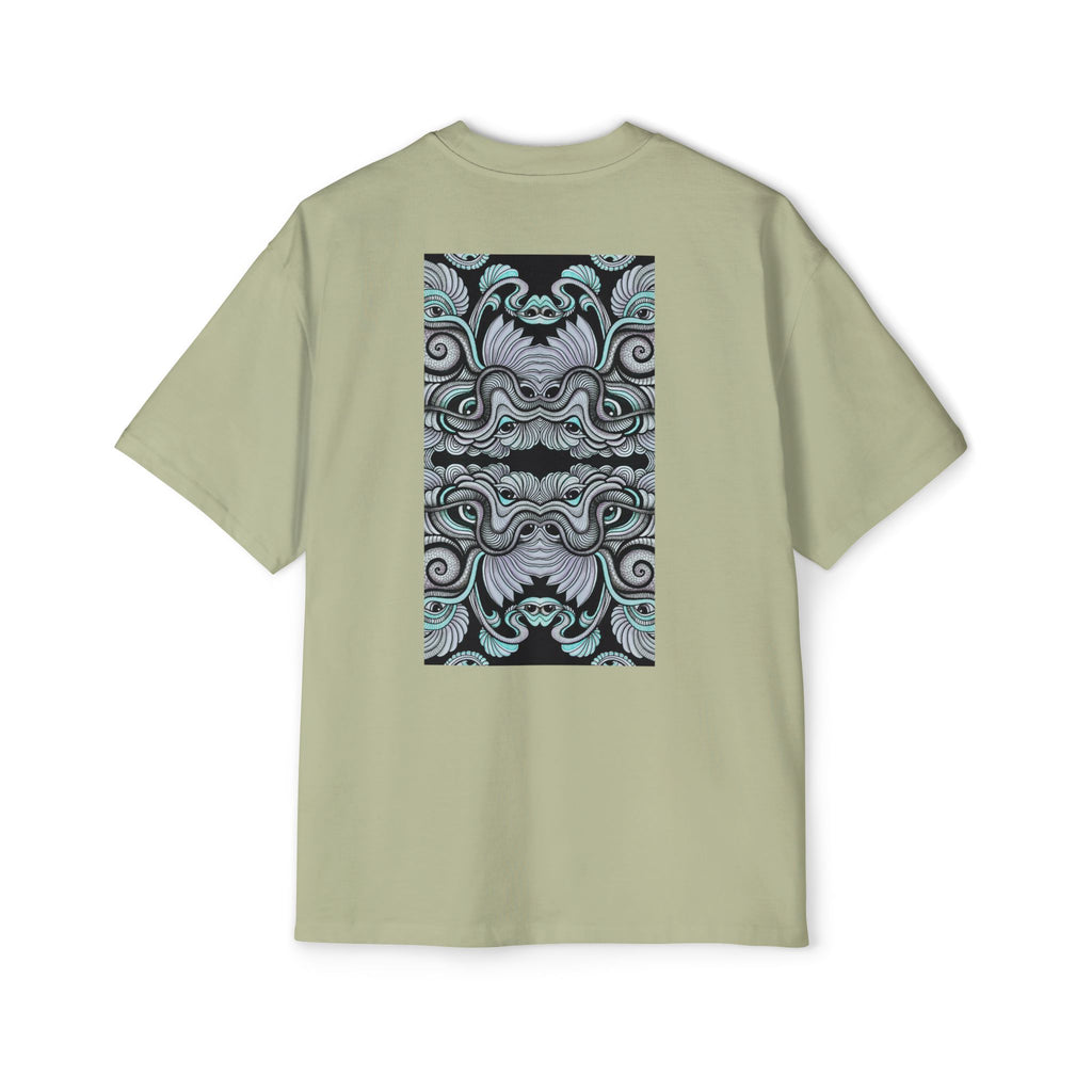 Men's Oversized Tee — Geometric Wave Pattern Diamond & Back Panel Graphic #gwp21