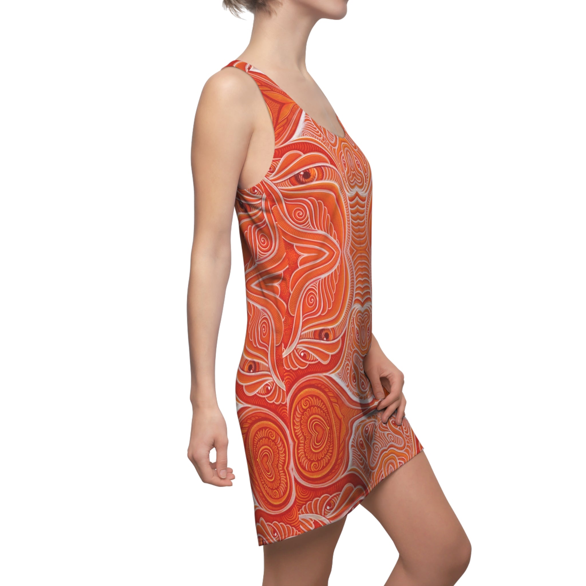 Orange Psychedelic Racerback Dress — Abstract Mandala AOP #f754689