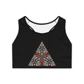 Geometric Tribal Triangle Sports Bra — Black AOP Activewear