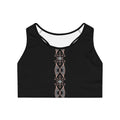 Black Racerback Sports Bra with Rose Gold Celtic Center Stripe — Athletic Yoga Crop Top #h975387