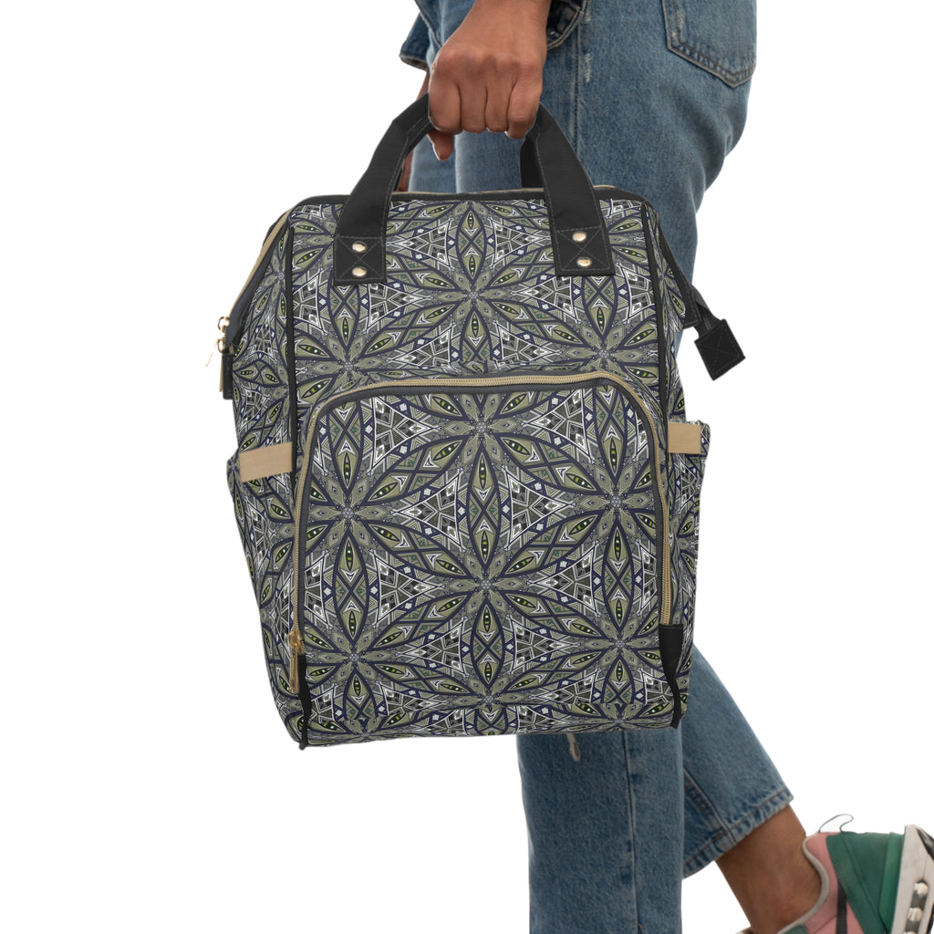 Diaper Backpack — Stylish Multifunctional Baby Bag with Geometric Mandala Print #jbd88240