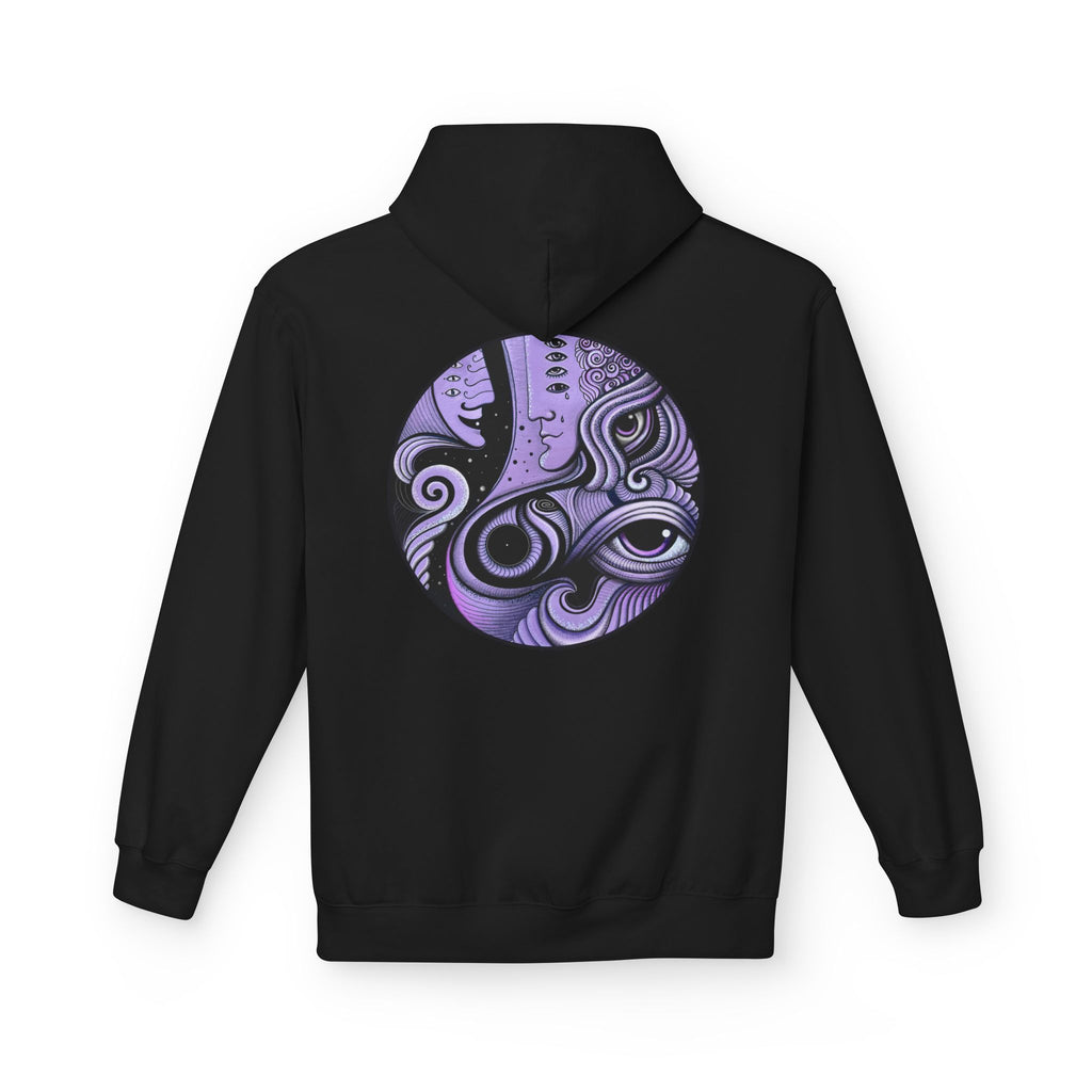 Purple Psychedelic Guitar Art Hoodie | Keyhole Front, Circular Back Design