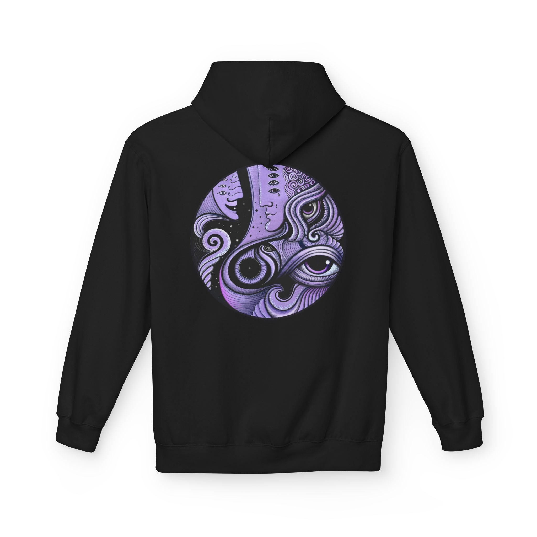 Purple Psychedelic Guitar Art Hoodie | Keyhole Front, Circular Back Design