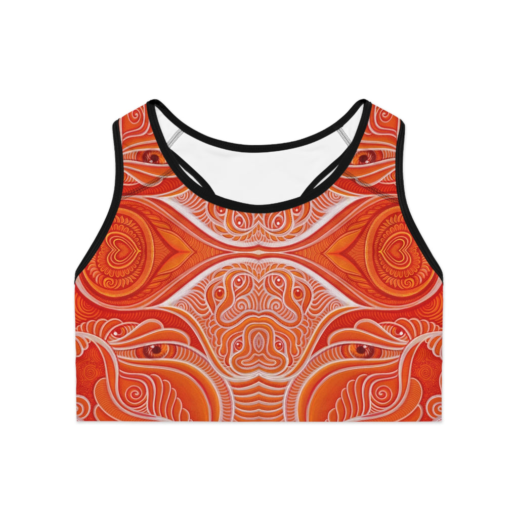 Orange Mandala Sports Bra — All-Over Print Yoga & Activewear #h13677