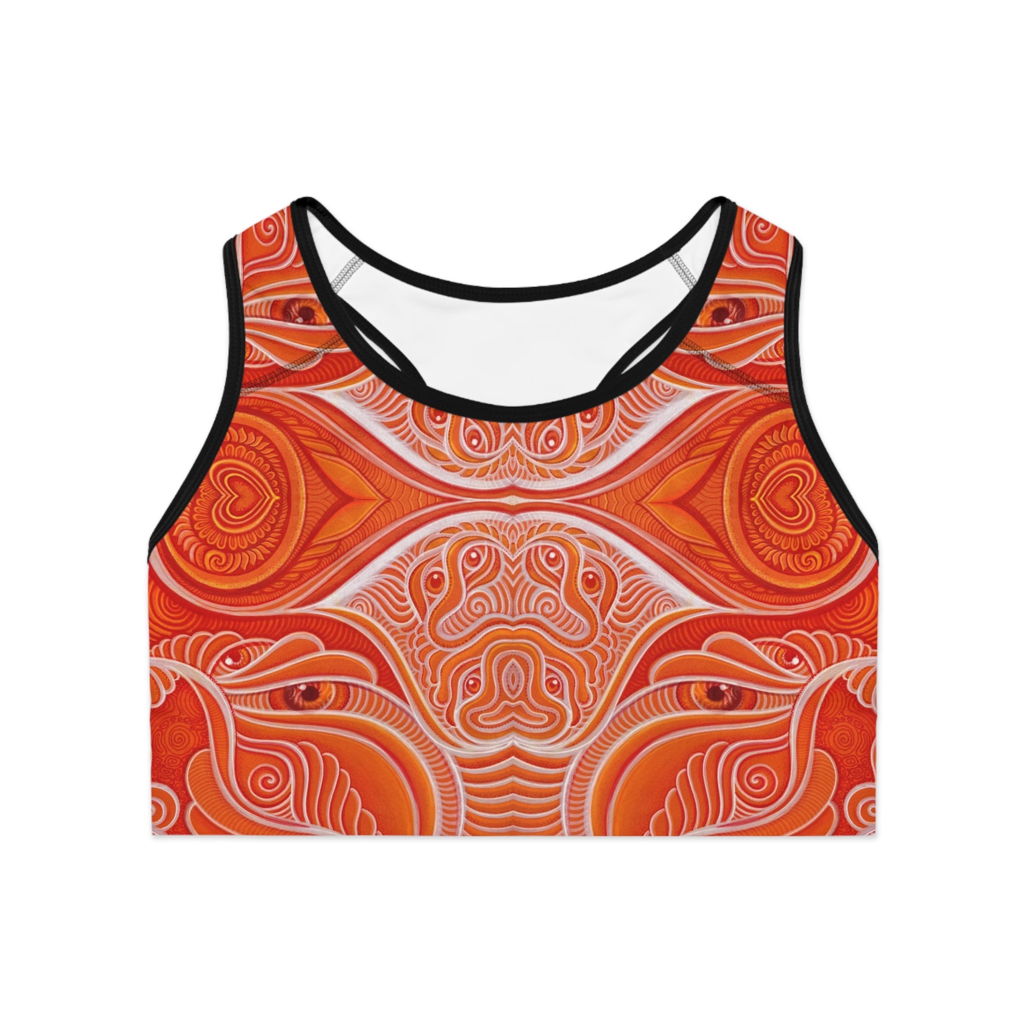 Orange Mandala Sports Bra — All-Over Print Yoga & Activewear #h13677